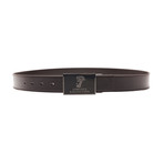 Versace // Stainless Steel Buckle Medusa Sleek Leather Belt // Brown (Size: 38)
