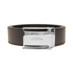Versace // Stainless Steel Logo Buckle Pebble Leather Belt // Brown (Size: 34)