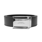 Versace // Stainless Steel Logo Buckle Pebble Leather Belt // Black (Size: 34)