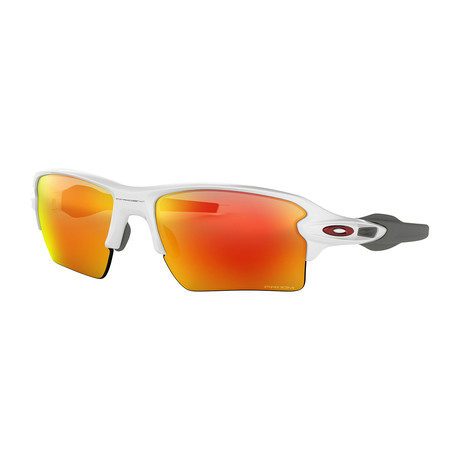 Flak 2.0 Xl Team Colors Sunglasses // Polished White Frames + Prizm Ruby Lenses