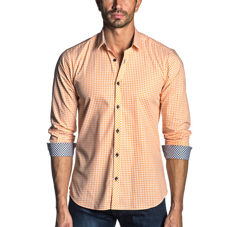 Noah Check Long Sleeve Shirt // Orange (XS)
