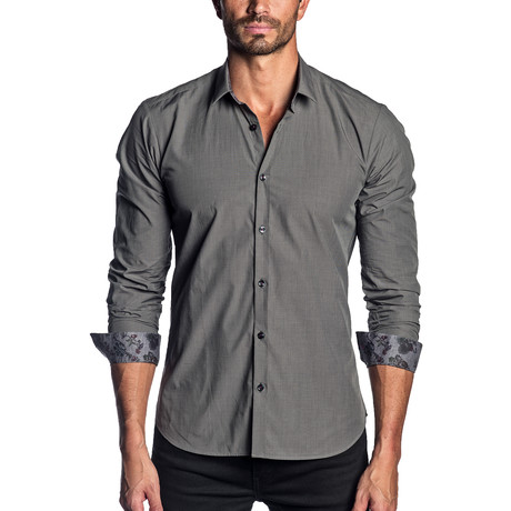 Long Sleeve Shirt // Gray Paisley Cuff (S)
