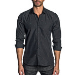 Star Print Long Sleeve Shirt // Black + Multicolor (L)