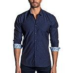 Austin Long Sleeve Shirt // Navy Blue + Paisley Cuff (S)