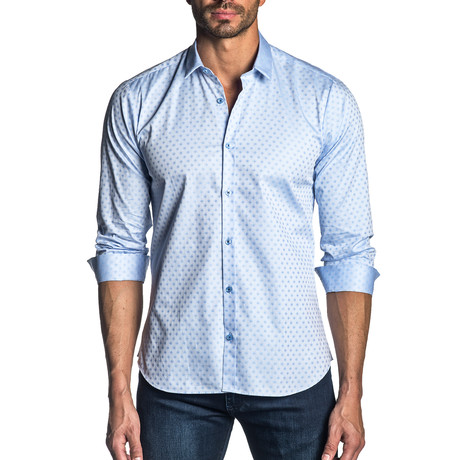 Long Sleeve Shirt // White + Light Blue (S)