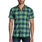 Short Sleeve Shirt // Green + Navy Check (M)