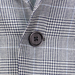 Plaid Silk 3 Roll 2 Button Sport Coat // Black, Blue (US: 46R)