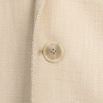 Herringbone Cotton 3 Button Sport Coat // Ivory (US: 52R)