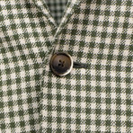Check Wool Blend 3 Roll 2 Button Sport Coat // Green (US: 48R)