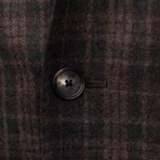 Plaid Wool Blend 3 Roll 2 Button Sport Coat // Brown (US: 48R)