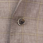 Plaid Linen Blend 3 Roll 2 Button Sport Coat // Brown (US: 46R)