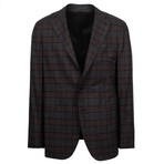 Check Cashmere 3 Roll 2 Button Sport Coat // Brown + Gray (US: 54R)