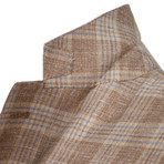 Plaid Wool Blend 3 Button Sport Coat // Brown (US: 48R)