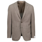 Check Wool 3 Roll 2 Button Sport Coat // Brown (US: 52R)