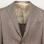 Herringbone Wool Blend 3 Roll 2 Button Sport Coat // Brown (US: 50R)