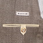 Herringbone Wool Blend 3 Roll 2 Button Sport Coat // Brown (US: 50R)