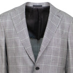 Plaid Silk 3 Roll 2 Button Sport Coat // Gray (US: 52R)