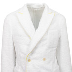 Terry Double Breasted Cotton Sport Coat // White (US: 50R)