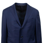 Herringbone 3 Roll 2 Button Wool Sport Coat V2 // Blue (US: 58R)
