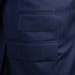 Herringbone 3 Roll 2 Button Wool Sport Coat V2 // Blue (US: 58R)