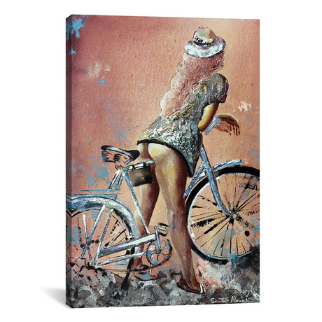 Woman With Her Hat...And Her Bike (18"W x 26"H x 0.75"D)