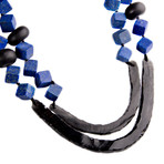 Lapiz-lazuli, Black Onyx Beads, and Aztec Flints Necklace // Mexico // 1300-1521 CE