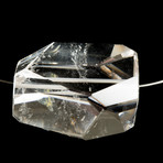 Huge Marquise Shape Pendant of Quartz with Lodolite Inclusions Mounted on Italian Granulated Silver String Necklace.