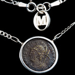 Rare Roman Emperor Constantine The Great // Bronze Coin Silver Necklace // Roman Empire Ca. 306-337 CE 