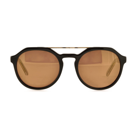 Rhode Sunglasses // Black Rock + Gold Detail + Burnt Barley Mirrored