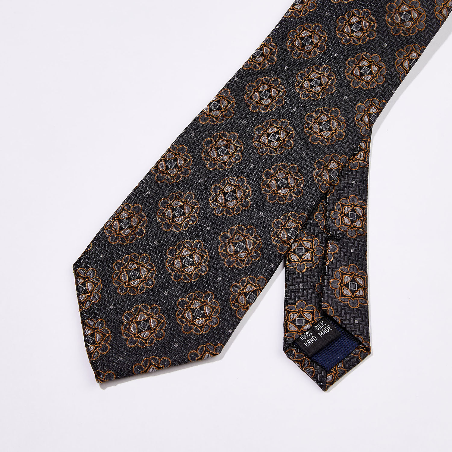 Floral Medallion Silk Tie // Black - Bruno Piattelli - Touch of Modern