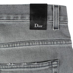 Dior // Faded Cotton Blend Distressed Jeans // Gray (33)