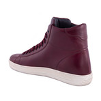Men's Leather High Top Sneakers // Burgundy (US: 7)
