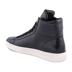Men's Leather High Top Sneakers // Black (US: 7.5)