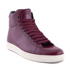 Men's Leather High Top Sneakers // Burgundy (US: 7.5)