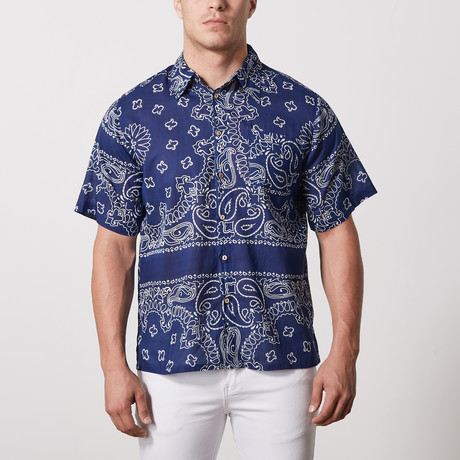Mccall Casual Point-Collared Short Sleeve Button Down // Indigo (S)