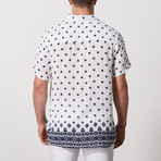 Fowler Casual Camp-Collared Short Sleeve Button Down // Blue + White (S)