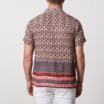 Guzman Casual Camp-Collared Short Sleeve Button Down // Maroon (M)