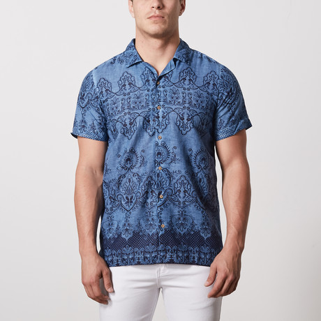 Mckenzie Casual Camp-Collared Short Sleeve Button Down // Navy (S)
