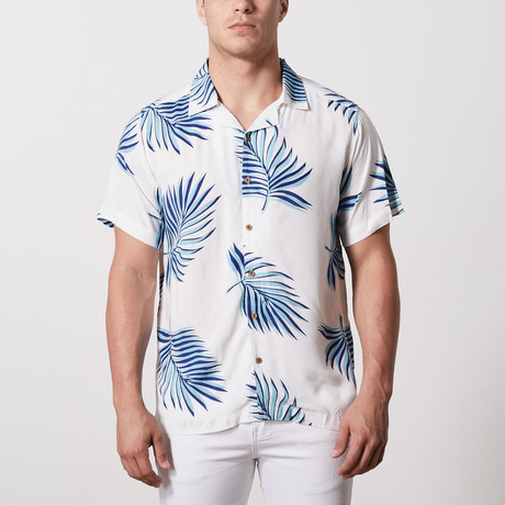 Richards Casual Camp-Collared Short Sleeve Button Down // White (S)