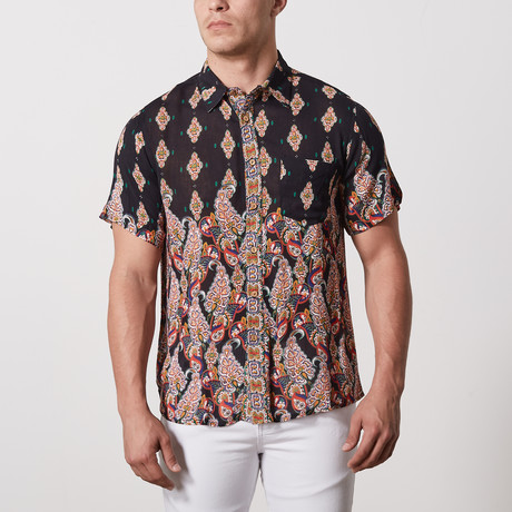 Henson Casual Point-Collared Short Sleeve Button Down // Black (S)