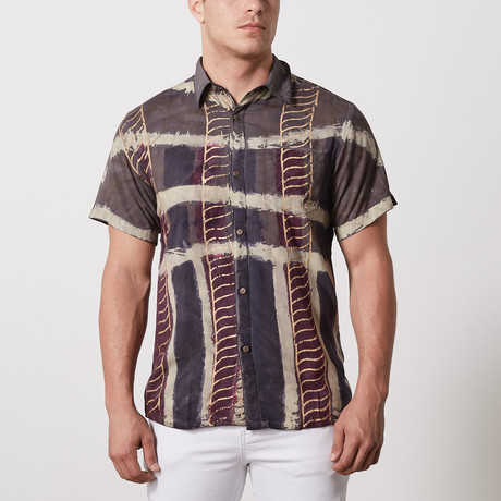 David Casual Point-Collared Short Sleeve Button Down // Gray (S)