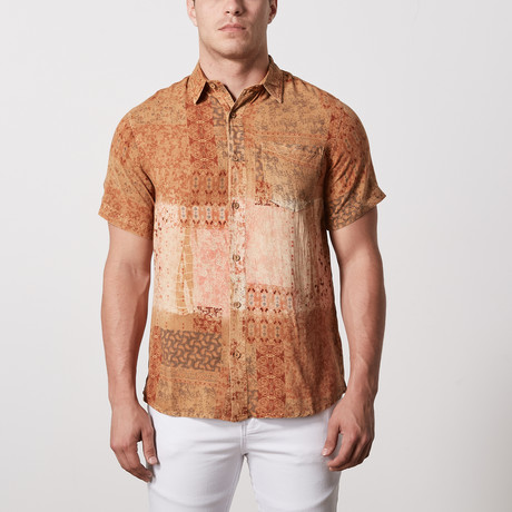 Hampton Casual Point-Collared Short Sleeve Button Down // Brown (S)