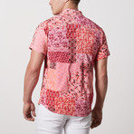 Potts Casual Point-Collared Short Sleeve Button Down // Poppy Red (L)