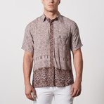 Bryant Casual Point-Collared Short Sleeve Button Down // Brown (XL)