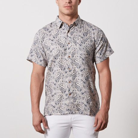 Stuart Casual Point-Collared Short Sleeve Button Down // Ivory (S)