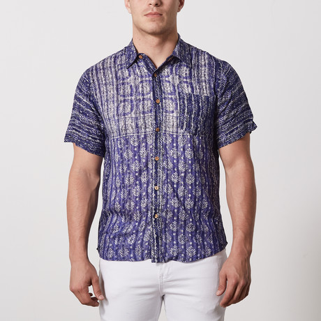 Fritz Casual Point-Collared Short Sleeve Button Down // Purple (S)