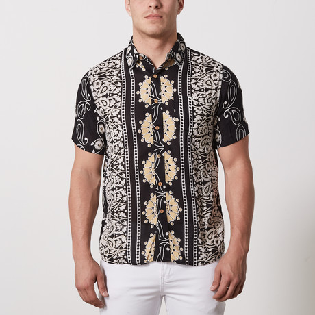 Velazquez Casual Point-Collared Short Sleeve Button Down // Black (S)