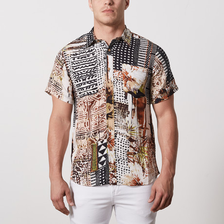 Newman Casual Point-Collared Short Sleeve Button Down // Multicolor (S)