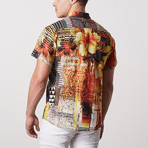Ortiz Casual Point-Collared Short Sleeve Button Down // Multicolor (L)