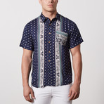 Mckay Casual Point-Collared Short Sleeve Button Down // Navy (M)